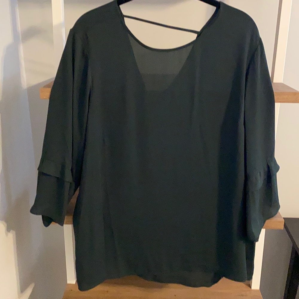 Sheer hunter green blouse